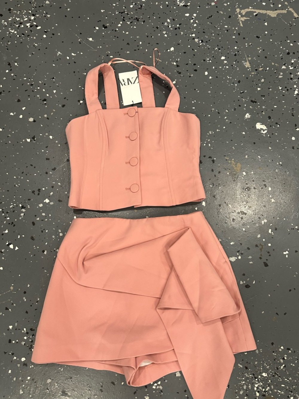 Zara Pink Two-Piece Sleeveless Crop Top and Skirt Set
